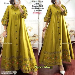 BHL - Gamis Katun Bordir Premium Nurva Maxy / Edlyn Maxy by MUMUFASHION SOLO