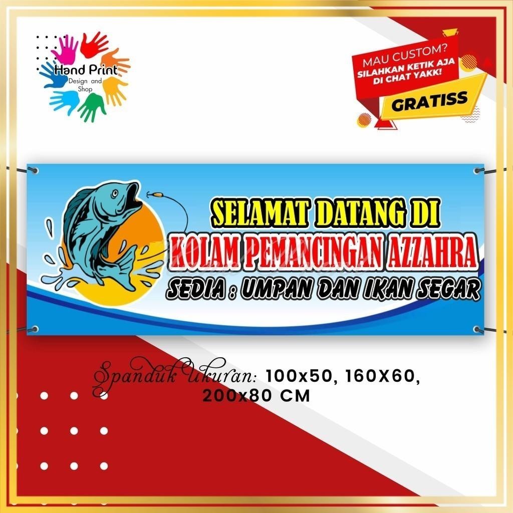 SPANDUK BANNER Kolam Pemancingan Dan Jualan Umpan Dan Ikan  MMT Spanduk Custom 200x80