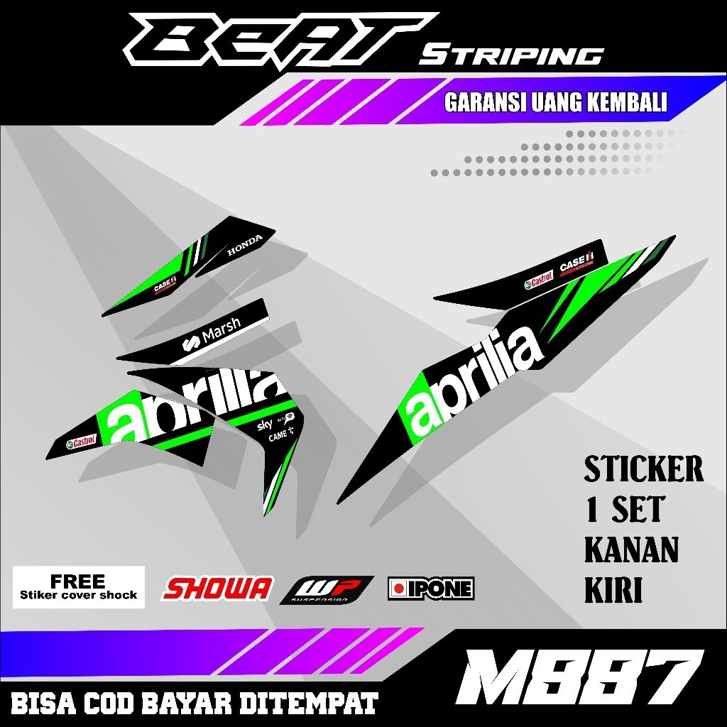 Striping  Sticker motor Honda Beat Fi New Esp Street 2016 2017 2018 2019 Variasi Semi Full blok Moti