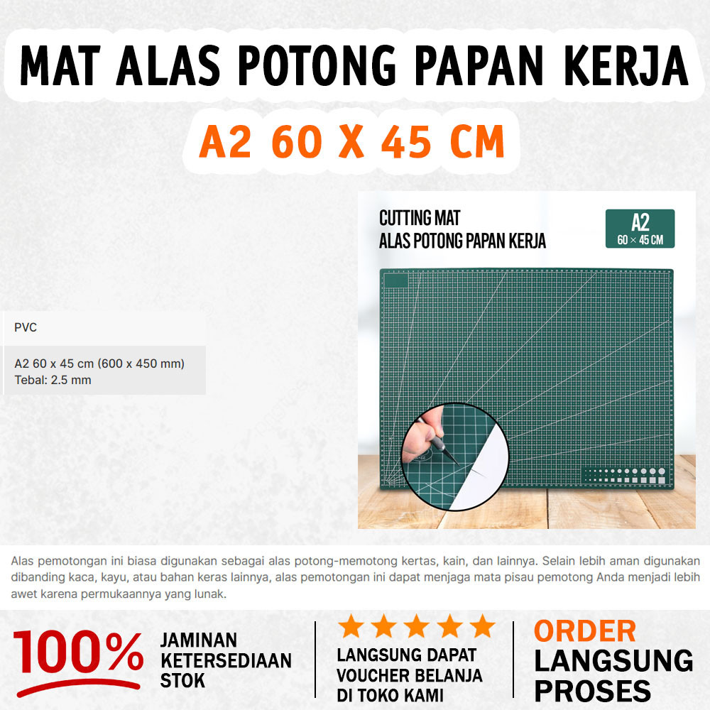 

Working Pad Cutting Mat Alas Potong Papan Kerja A2 60 x 45 cm - Green