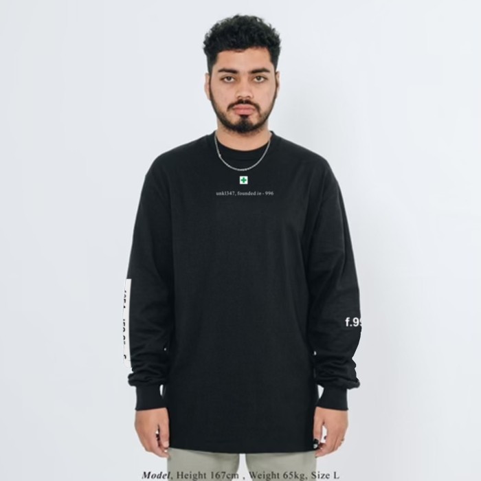 UNKL347 Kaos Longslevees Katun Kaos Lengan Panjang Motif Hitam RUKA