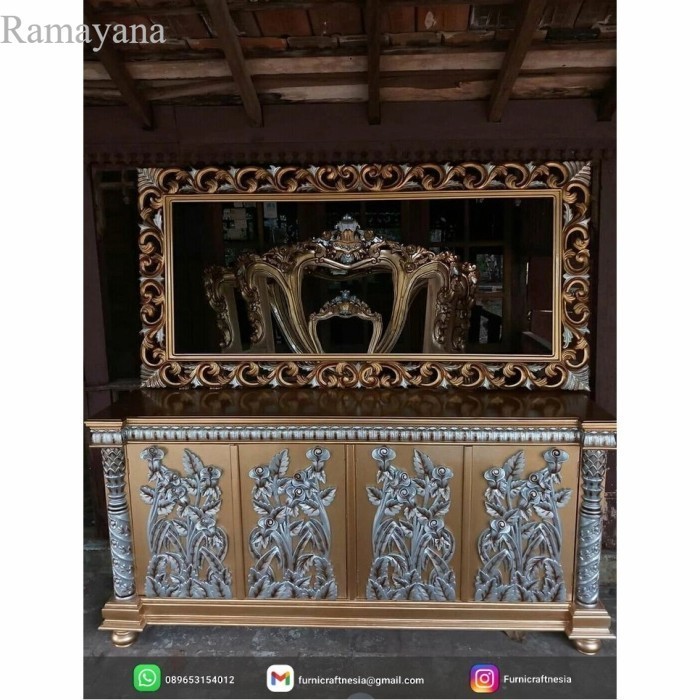 

Meja Rias Mewah Luxury Gold Ukir Kayu Jati murah