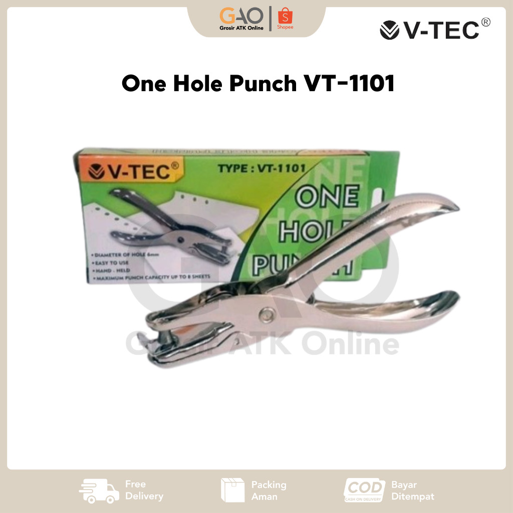 

One Hole Punch V-Tec Pembolong Kertas V-Tec VT-1101
