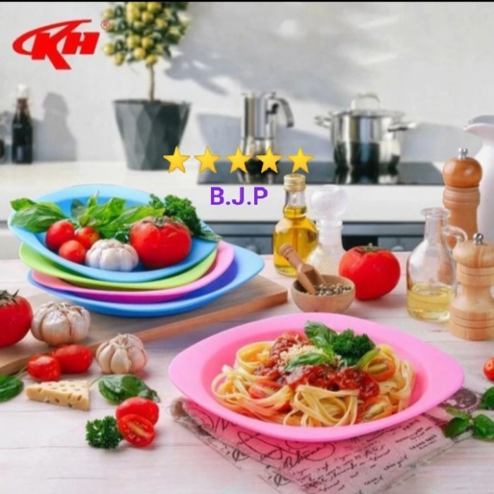 Piring Makan Plastik Segi Tebal / 1 Lusin