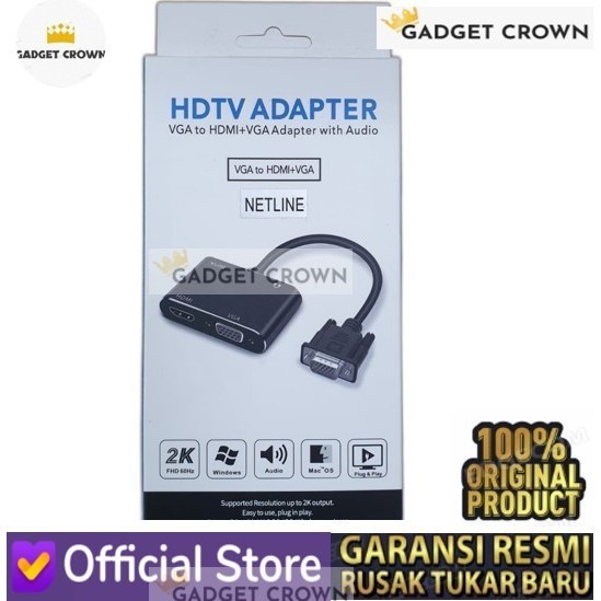 Konverter VGA to HDMI + VGA Converter Netline