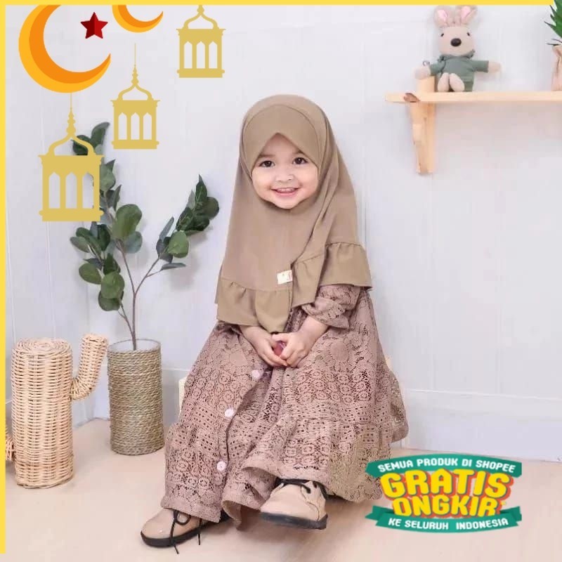 Gamis anak brukat malika set gamis anak terbaru usia 0-5 tahun gamis muslim gamis aqiqah gamis anak 