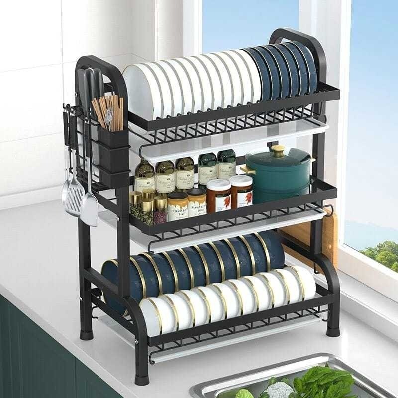 Rak Piring Dapur Rak Penyimpanan Piring Stainless 3 Layer NARITA Dish Drainer