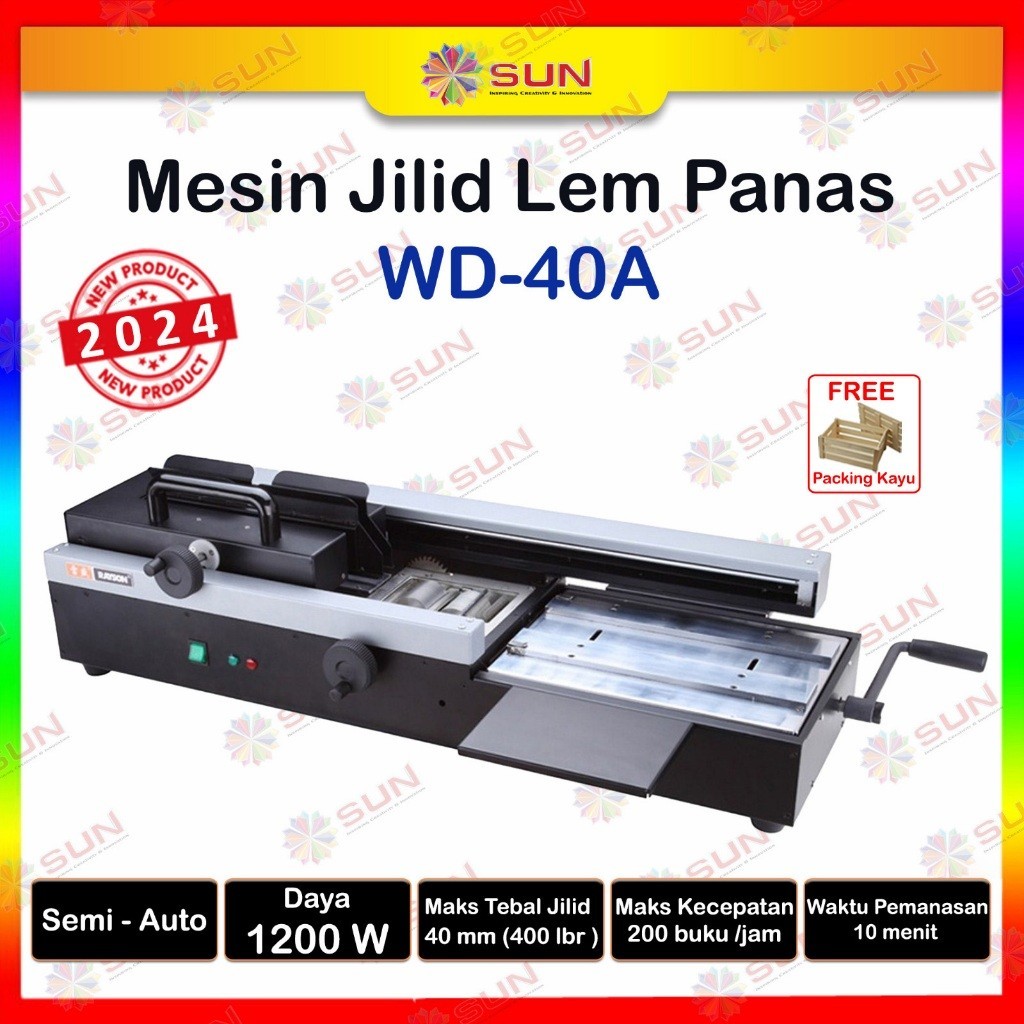 Mesin Jilid Lem Panas Semi Automatic WD-40A Ukuran A3 - Softcover Hardcover Kualitas Premium / Pener