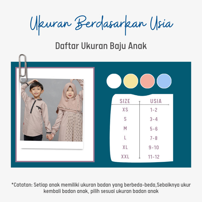 Sarimbit Baju Koko dan Gamis Couple Ayah Ibu dan Anak Ayman Biru - Kerudung Anak, M