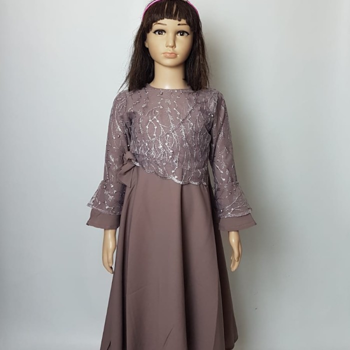 gamis tile anak pesta couple ibu anak - Hijau, 2