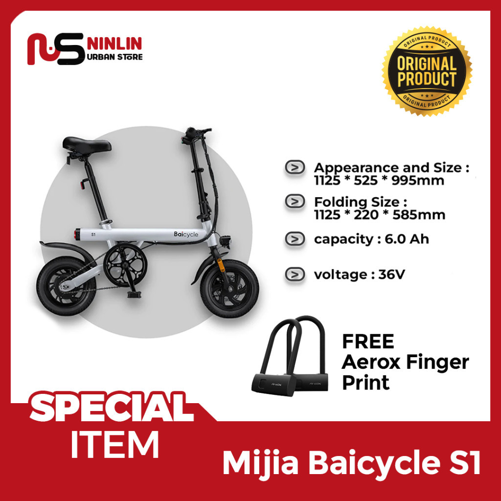 promo Baicycle Xiaobai S1 Sepeda Listrik Lipat 12 Inci 250W Baterai Lithium Alternatif Portabel SEPE