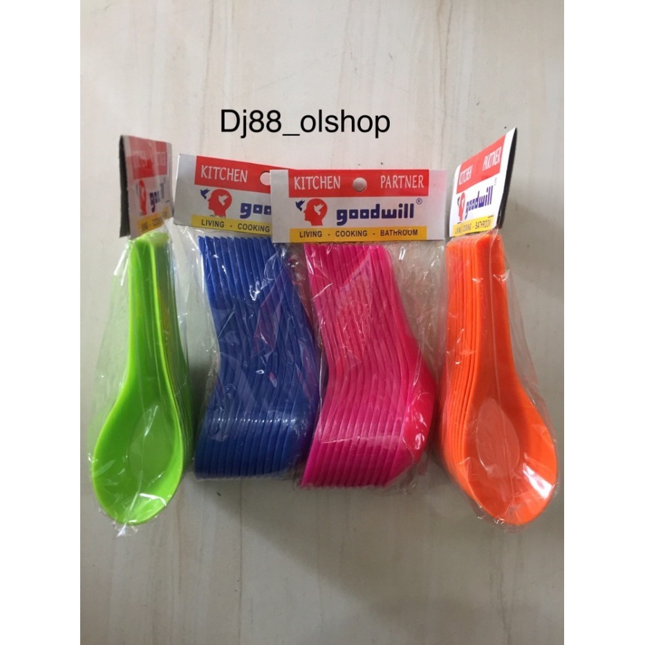 (1 Lusin) Sendok Bebek Plastik Warna