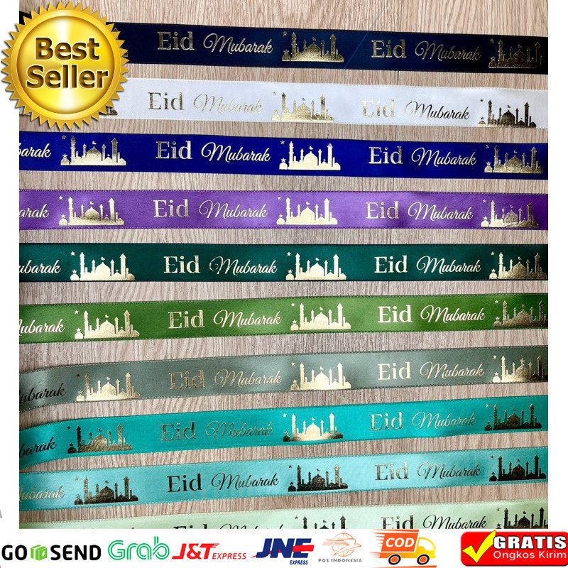 

5 Meter Pita Idul Fitri 2,5 cm Pita Lebaran Premium Pita Box Lebaran 2,5 cm (BUKAN 1 ROLL)