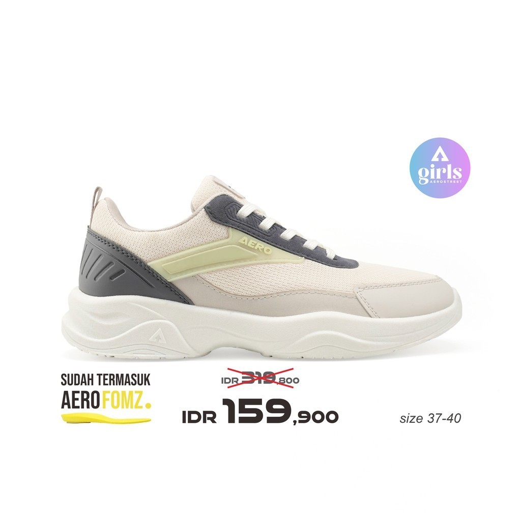Aerostreet 37-40 Fresh Lemon Natural Abu Tua Krem - Sepatu Sneakers Casual Sport Pria Wanita Aero St