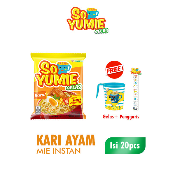 

So Yumie Mie Gelas Kari Ayam 30 gr isi 10 pcs x 2 Free Gelas + Penggaris