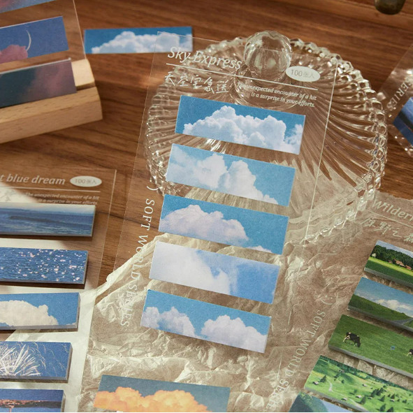 

100 Lembar Pembatas Buku Memo Bookmark SCENERY EDITION Note Tempel