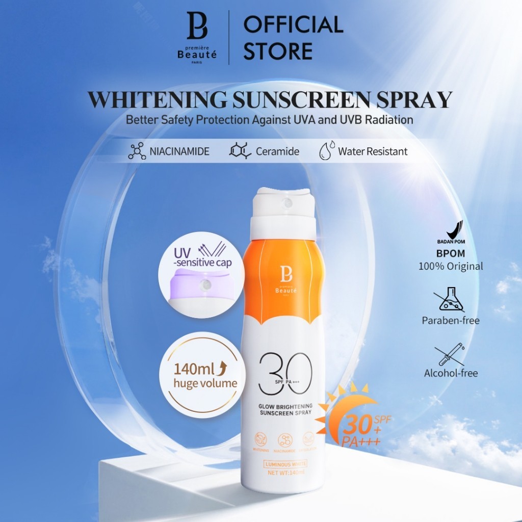 ✅LANGSUNGDIKIRIM✅Sunscreen Spray 140ml (SPF 30 PA+++)  Luminous White Skincare Series sun block bada