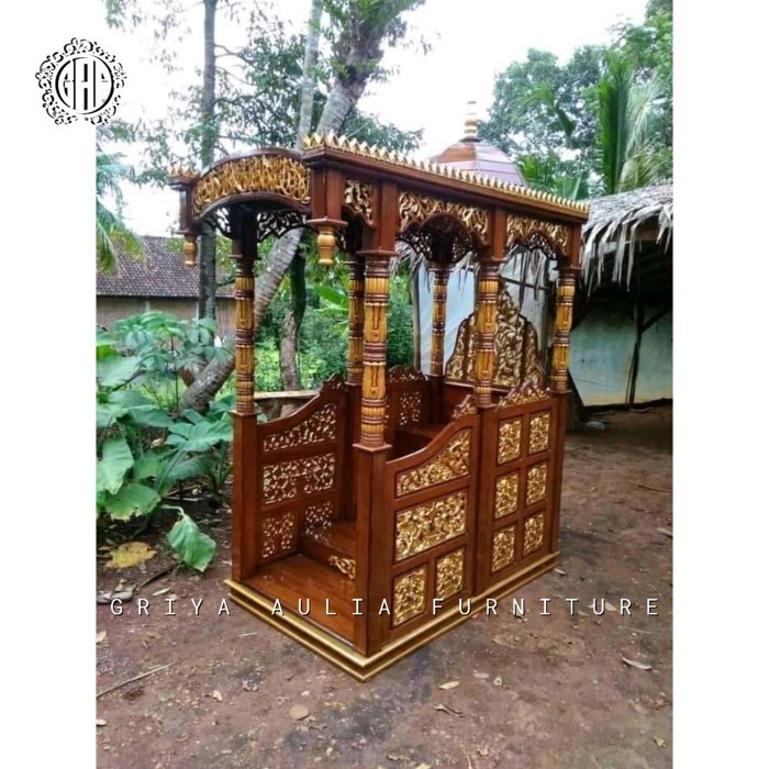 Mimbar masjid pintu depan kayu jati mimbar murah