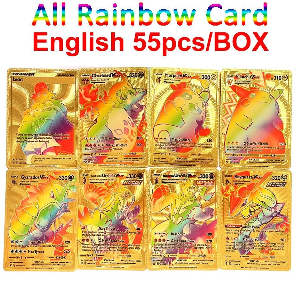 55Pcs/Box Kartu Pokemon Isi 55Lembar Mainan Kartu Koleksi Pokemon