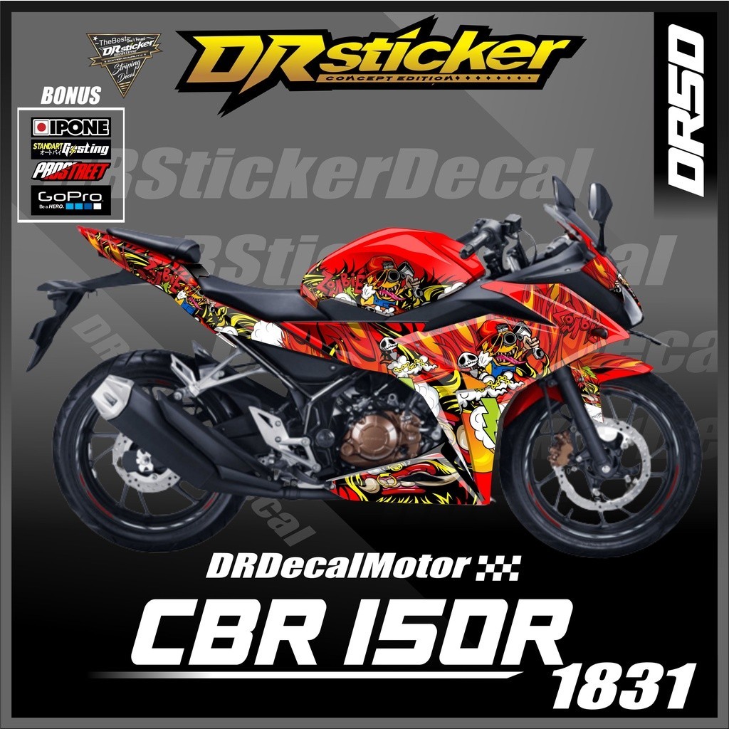 Stiker decal Cbr 150r desain minion zombie variasi motor skotlet decal cbr fullbody cbr 150r