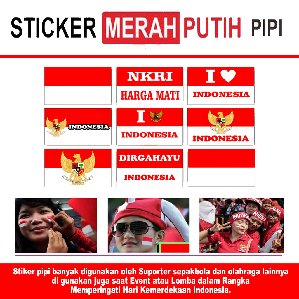 

EXD - Stiker Sticker Pipi Dirgahayu HUT RI Bendera Merah Putih Kemerdekaan Indonesia RI 17 Agustus