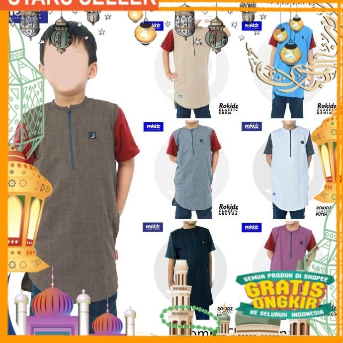 ROMPI SHALAT JUNIOR - PAKAIAN BAJU GAMIS JUBAH ANAK LAKI-LAKI PRIA/ Pink Dusty Fanta Merah muda