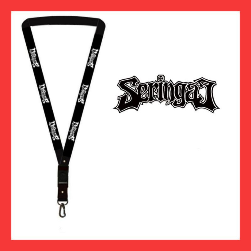 TALI LANYARD SERINGAI SERIGALA MILITIA BAND METAL ROCK MUSIM HITAM ID CARD NAMA