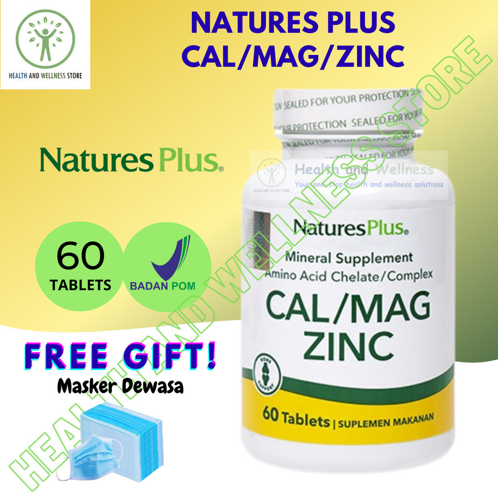 Natures Plus Cal Mag Zinc 60 Tablets Cal/Mag/Zinc Calcium Magnesium Zinc