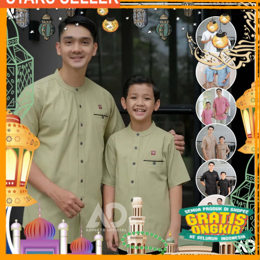 BAJU KOKO COUPLE AYAH DAN ANAK BAHAN TOYOBO KEMKO KOKO AYAH DAN ANAK/ hitam putih merah biru kuning 