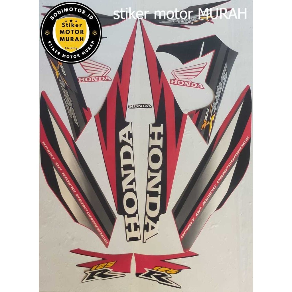 stiker motor striping honda supra x 125r 2006 hitam-merah/stiker motor striping honda supra x 125r 2