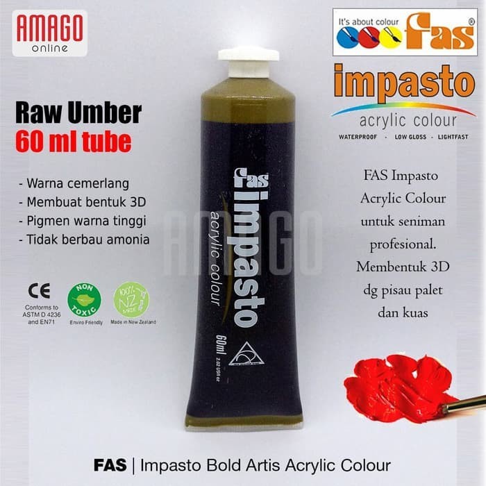 

Cat Akrilik Lukis FAS Impasto Acrylic Professional Paint - 60 ml - Raw Umber