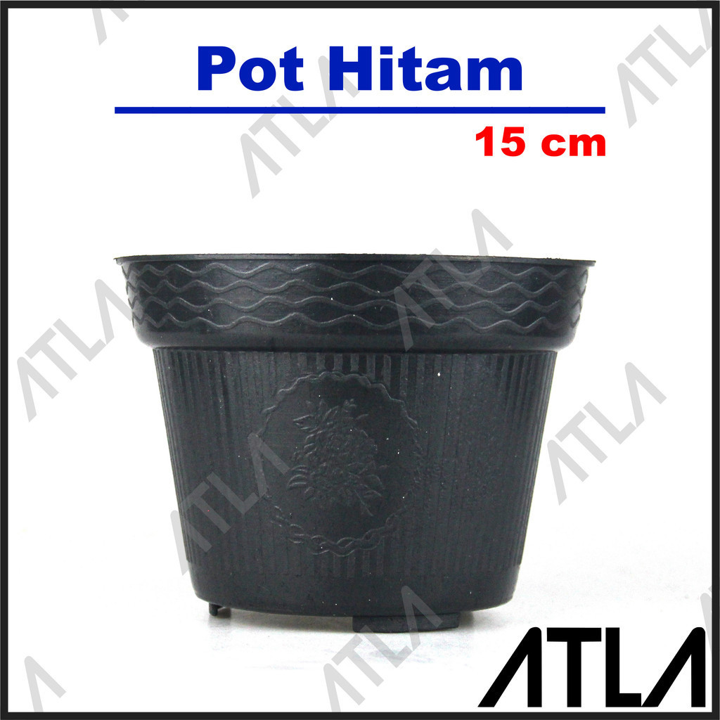 Pot Plastik 15 cm Hitam Bulat Wadah Tanaman Bunga Tanaman Hias 15cm