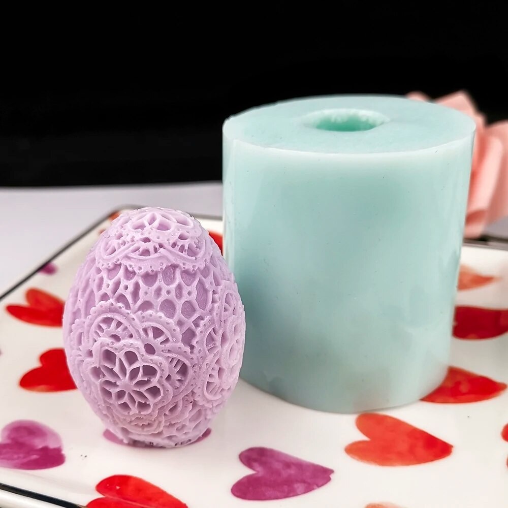 QT0339 PRZY Easter Eggs Silicone Candle Mold 3D Lace Egg Moulds Decor Soap Molds Clay Resin Moulds