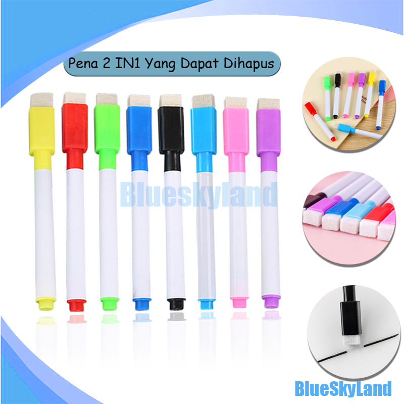 

Spidol Papan Tulis 2 IN 1 White Board Dengan Penghapus / Sepidol Kecil Mini Warna / Warni Wipe And Clean Whiteboard Marker Anak Anak Spidol 2in1