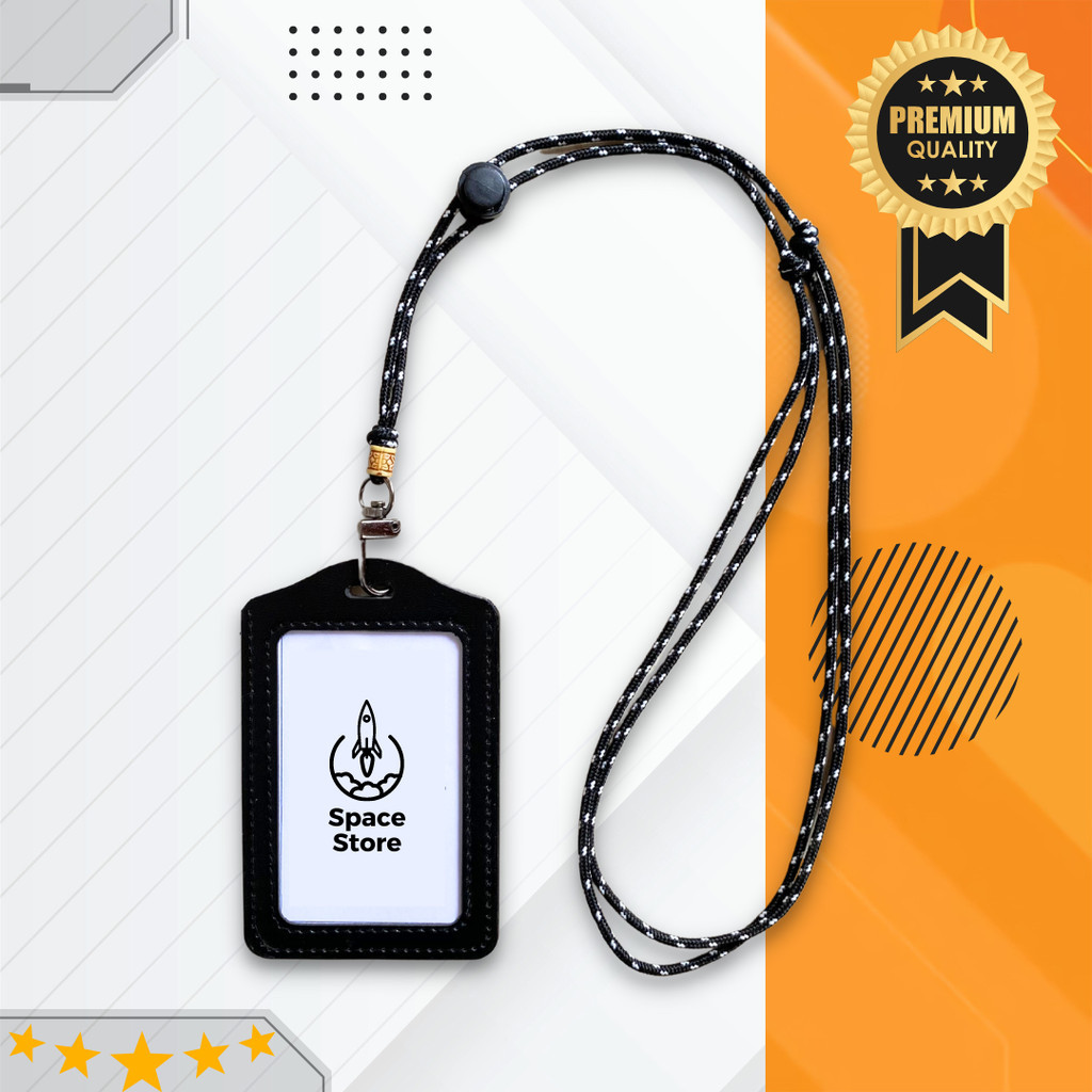 

Lanyard Kulit Id Card Holder Name Tag Kulit Tali Paracord Premium SS05