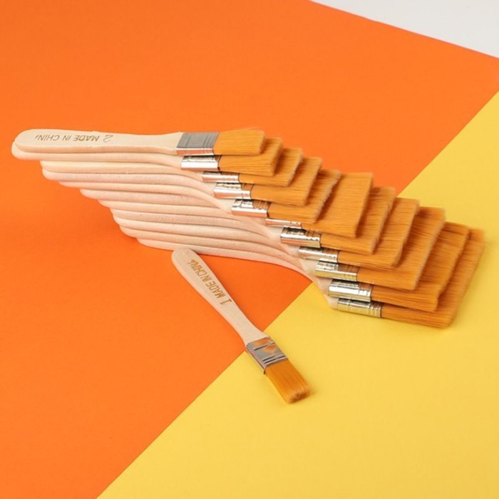 

12pcs/set Tebal Halus Kuas Lukis Besar Lebar Set Nylon Flat Art Brush - 12 pcs