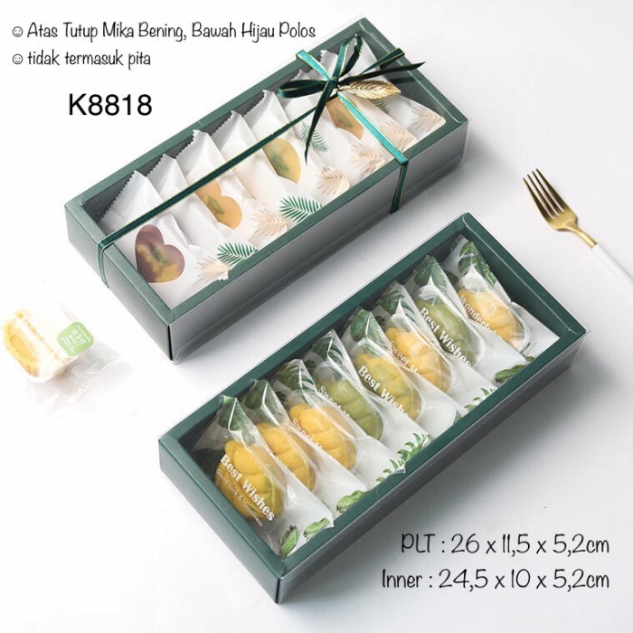 

(10pcs)Kotak Nastar K8818 Kue Cookies Brownies Dus Hijau Box Lebaran Natal | K88