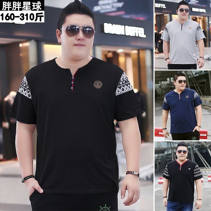 Kaos Polos Oversize T-Shirt jumbo baju oversize priaShort sleeved T-shirt V-neck pure cotton XXL XXX