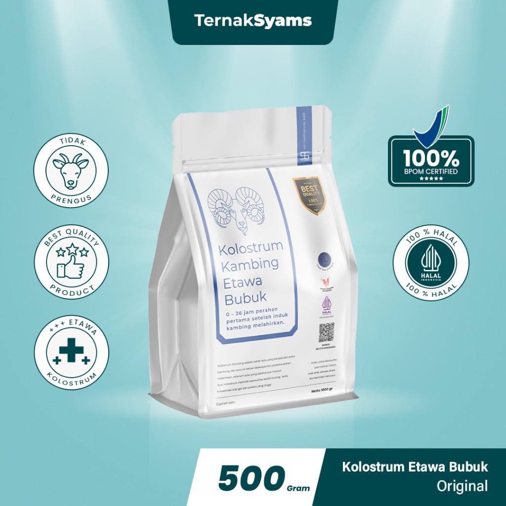 Premium Susu Kambing Etawa Kolostrum Colostrum Bubuk Ternak Syams 500 gram Murni Organik Pure Natura