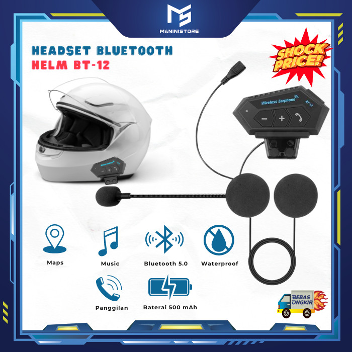 Intercom Interkom Headset Bluetooth Helm Waterproof Motorcycle BT 12 Vnetphone