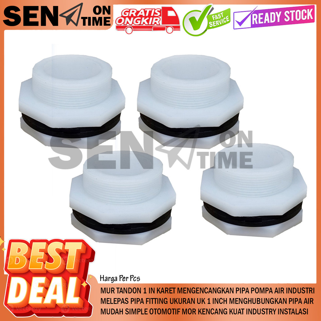 Mur Tedmond Tandon 1" Inch Mor 1 In Inci Inchi Drat Ring Toren Air Pvc Verloop Vlok Derat Nepel Kone