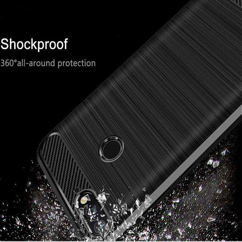 New Phone case Huawei Y6 2018 Phone y6 2018 Huawei Back cover Soft Carbon Fiber Texture TPU Case Har