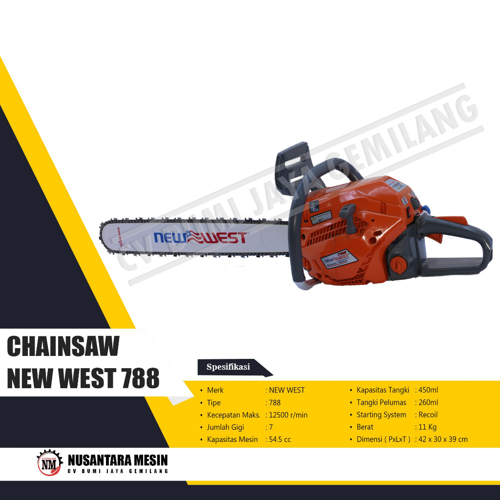 MESIN GERGAJI KAYU / CHAINSAW NEW WEST 788