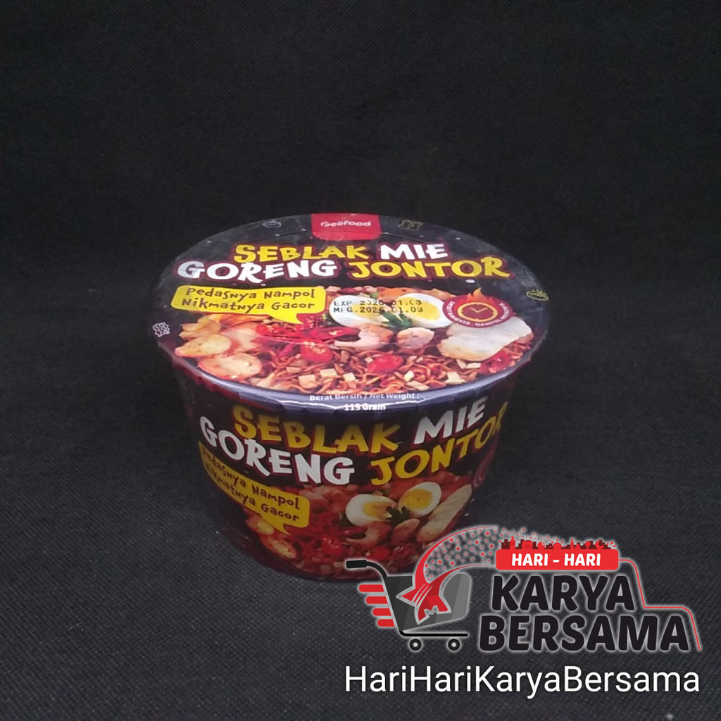 GELIFOOD MIE INSTANT CUP SEBLAK MIE GORENG JONTOR 115GR