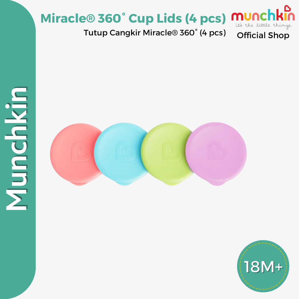 MUNCHKIN Miracle Cup Lids 4 pcs / tutup botol minum anak munchkin tutup cangkir minum anak munchkin