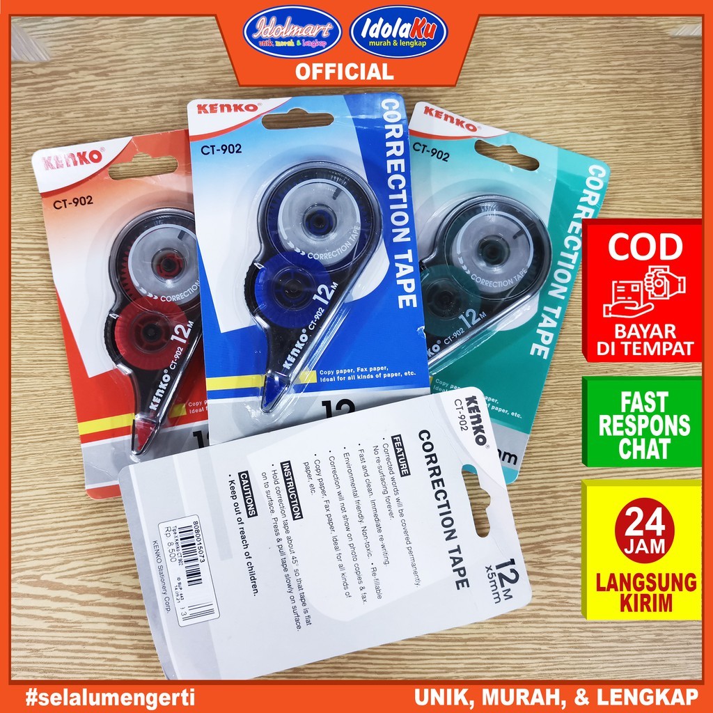 

IDOLMART Kenko Correction Tape Kenko CT-902 - Penghapus Tinta - Tipex Kertas Kenko CT-902 - Bandung