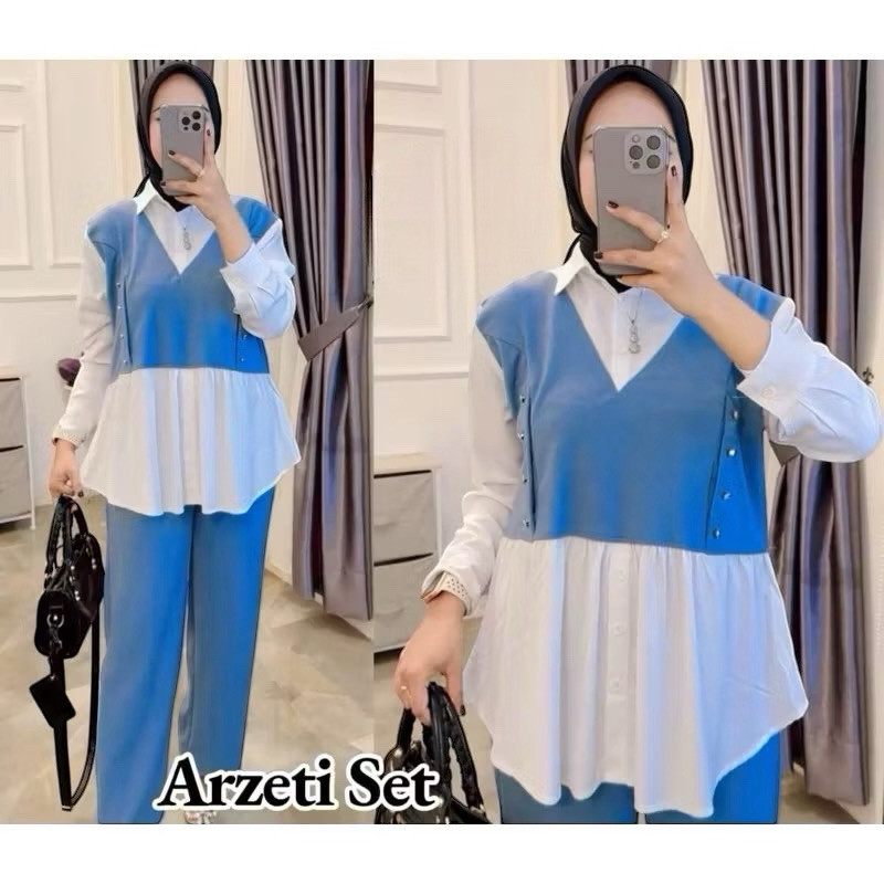 20-02 Arzeti Set Rompi Crinkle Airflow Ld 110 Celana Kulot // One Set Rompi Crinkle // One Set Kombi