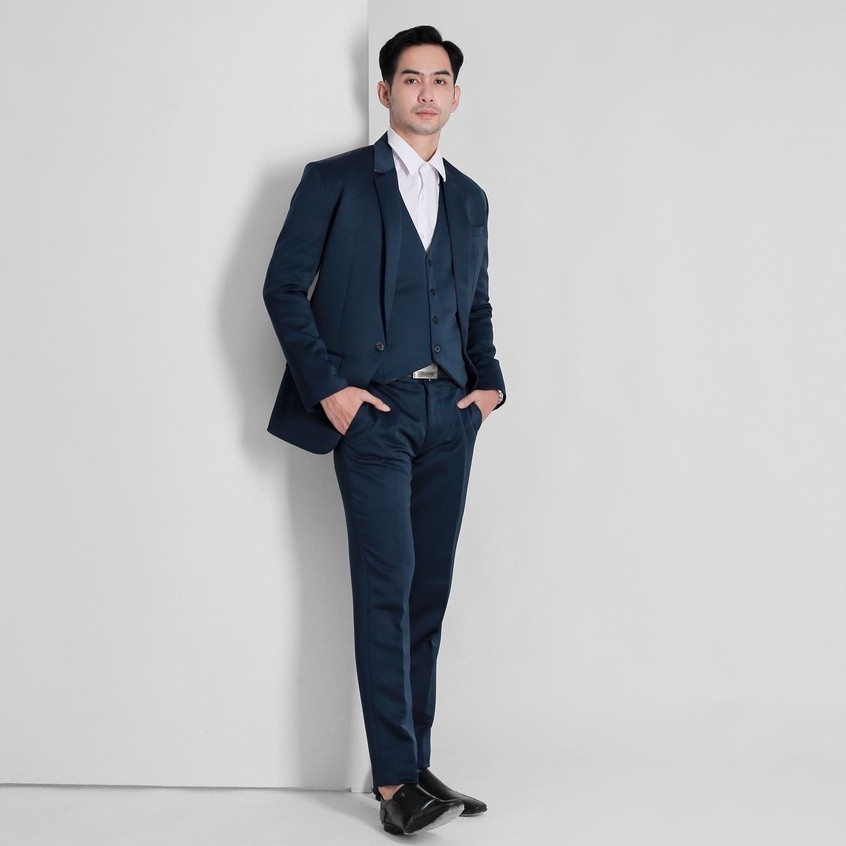 GOLDY - Setelan Jas Celana & Rompi Pria - Peaky Series Biru Navy