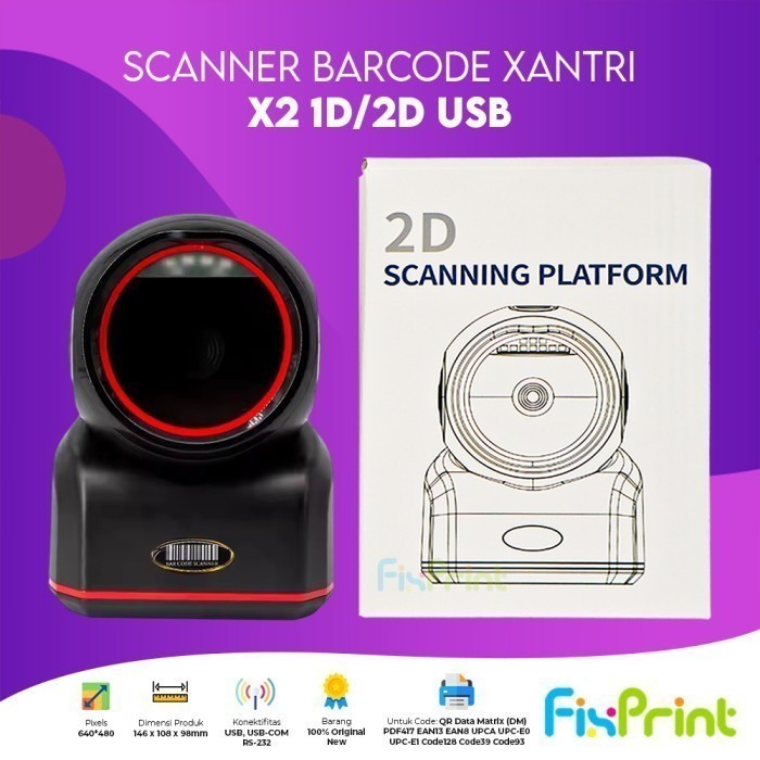 QR CodeFixprint Barcode Scanner Scan Xantri Omni X2 1D 2D Scanner Barcode X2 USB 1 Dimensi 2 Dimensi