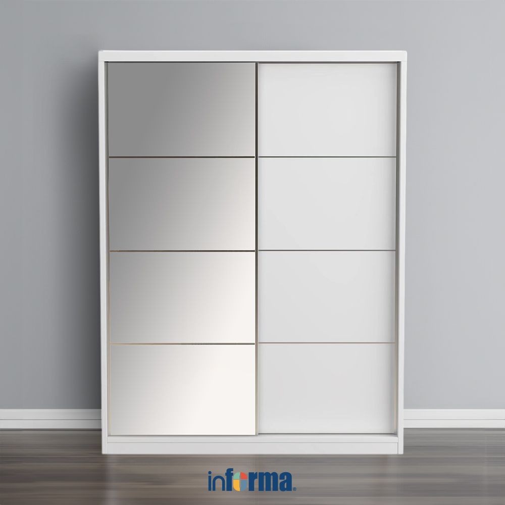 Informa Brino Lemari Pakaian Pintu Geser - Putih Lemari Baju Almari Baju Lemari Kamar Lemari Minimal
